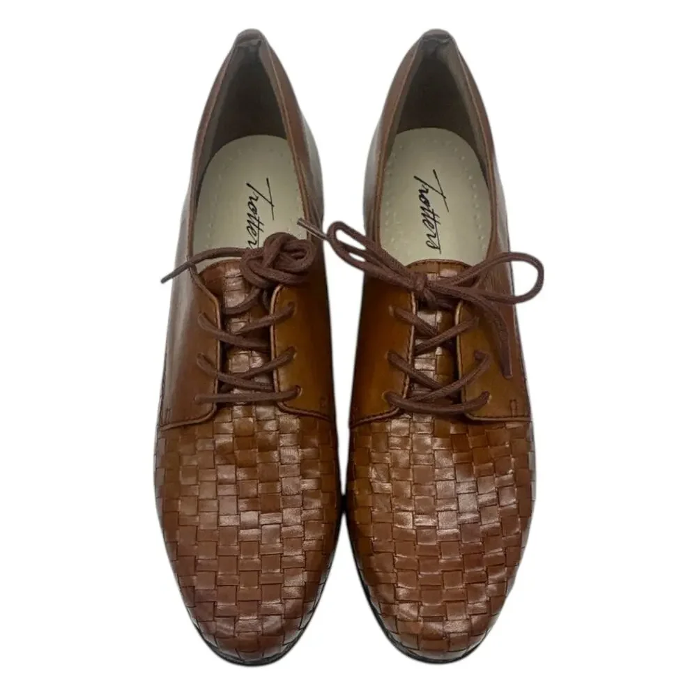 Trotters Lizzie Herringbone Oxford Flats Women's size 7N Brown